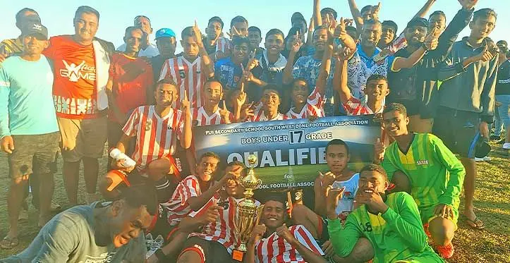 Sigatoka Andhra Sangam College students after winning the South West Under-17 championship. Photo: Waisea Nasokia