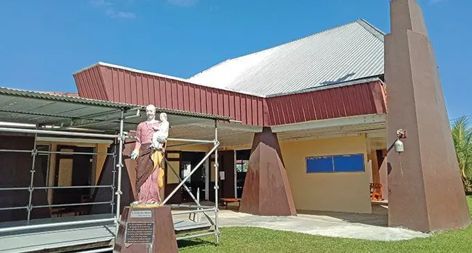 Saint Joseph the Worker parish in Lakeba  street, Tamavua. Inset: Parish priest Father Mikaele Tikoisuva. Photo: Laiseana  Nasiga.