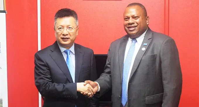 Minister for Agriculture, Rural and Maritime Development, National Disaster Management and Meteorological Services Inia Seruiratu with Ambassador of China Qian Bo.  Photo: DEPTFO News