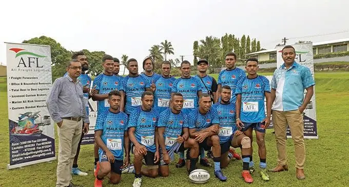 All Freight Logistics sales consultant, Apakuki Raisuaki, (standing first right) with members of the Naisogoceva Brothers team at Komo Park, Samabula on March 23, 2021. Photo: Sereana Salalo