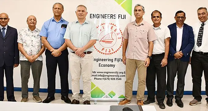 Members of Engineers Fiji Council 2004/2005 .... From left, Doctor in Engineering Satyanand Singh, Hamen Lodhia (immediate past president), Vjiay Krishnan (vice president), Terence Erasito (president), James Raman, Anil Kapadia, Satish Patel and Abhinesh Chand at the second Engineers Fiji Council meeting.