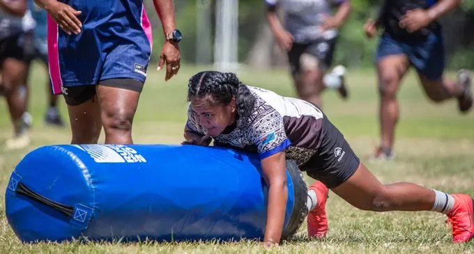 Fijiana XVs squad member, Younis Bese, training at Bidesi Park on October 29, 2021. Photo: Leon Lord