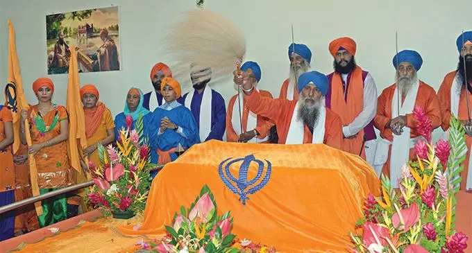 Leaders and members of the Sikh faith at the reopening of the Samabula Gurudwara on March 31, 2019 . Photo: Shohail Khan