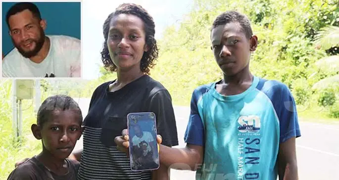 Widow Talica Gonetabu with Vilive Tubuitamana (right) and Mitieli Rateibono who were with her husband when he drowned. Photo: Kelera Sovasiga