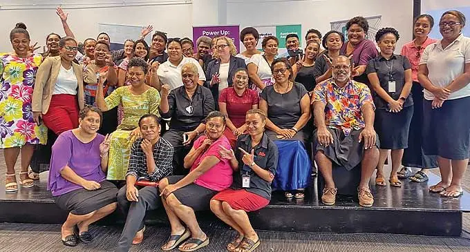 Members of Women in Media with guests and speakers during the International Women’s Day event at Harbour Point in Lami.
