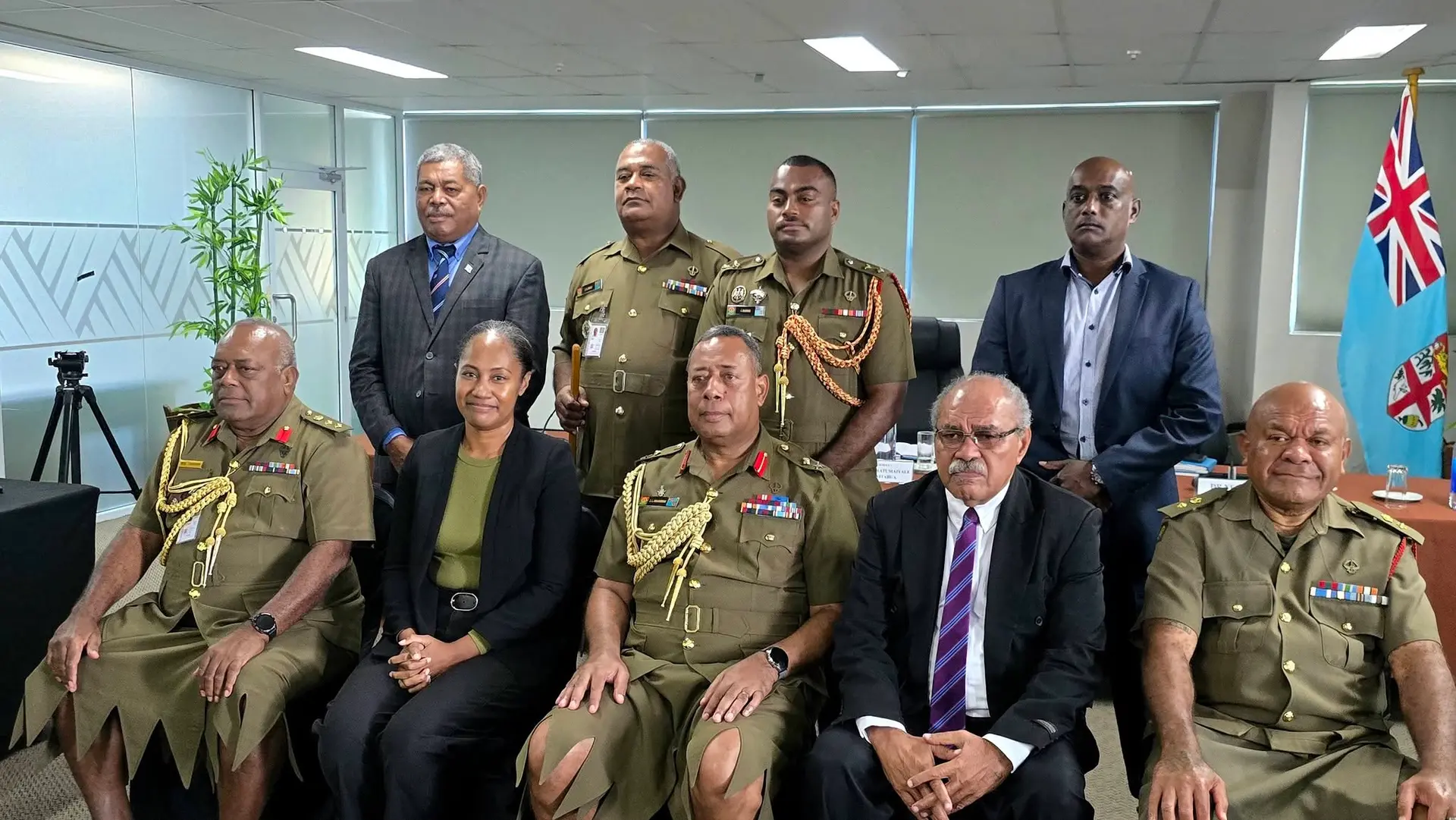 Team from the Republic of the Military Forces led by Commander Major-General Ro Jone Kalouniwai with the team from the Constitution Review Commission.