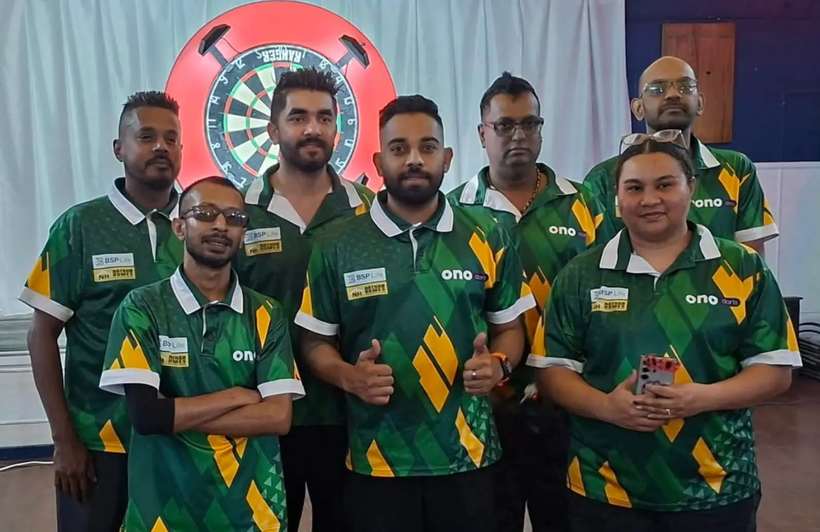Front (from left): Front Raj Chandra, Nathan Kumar, Mabel Maino. Back: Vikash Mehta, Shivneel Narayan, Ronith Narayan, Rohit Prakash. 