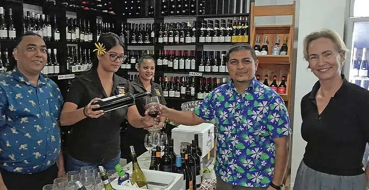 Victoria Wines general manager operations Khem Chand, Poonam Patel, Taina Atemala, Nadi Sigatoka special administrator chair Lawrence Kumar and Victoria Wines director Kate Vusoniwailala. Photo: Waisea Nasokia