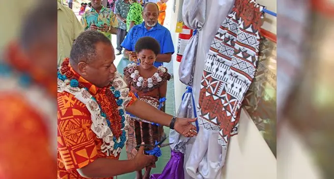 Minister for Rural and Maritime Development, Inia Seruiratu, opening the Wainikoro Government Station in Nadogo on August 12, 2022. Photo: Sampras Anand