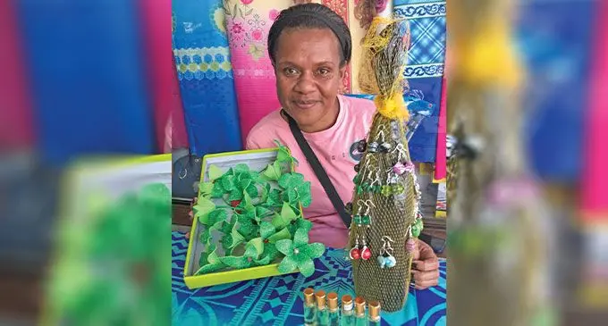Karolina Marama selling accessories at Gurbachan Singh Mall in Labasa on February 23, 2023. Photo: Shratika Naidu 