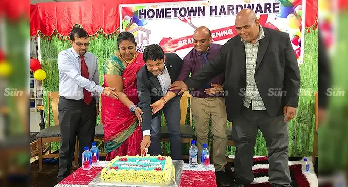 From left: Labasa Town Council Special Administrator, Ami Kohli, guest Saleshni Kumar, Attorney-General and Minister for Economy Aiyaz Sayed-Khaiyum, Hometown Hardware Director, Anil Kumar, and Commissioner Northern, Uraia Rainima, at the opening of the $1 million investment, in Labasa on June 1, 2022. Photo: Shratika Naidu