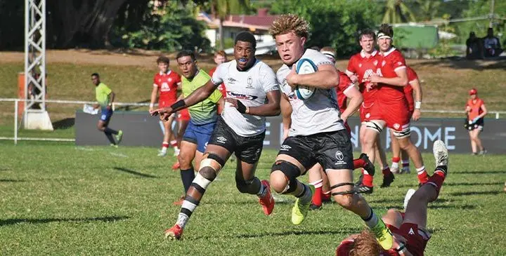 SportsWorld Fiji Under-20 flanker Thomas Setitaia on attack against Canada during their Oceania clash at Prince Charles Park, Nadi on June 2, 2025. Photo: Waisea Nasokia
