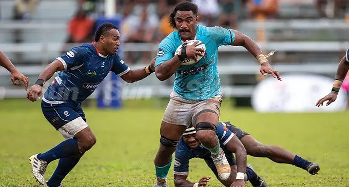 Fiery Suva flanker Talatala Tokaibau in action against Nadi in the semifinal on June 15, 2024. Photo: Leon Lord