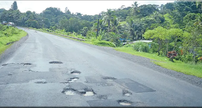 Pothholes along the Queens Road in Veisari in Lami on April, 2024. Photo Ronald Kumar