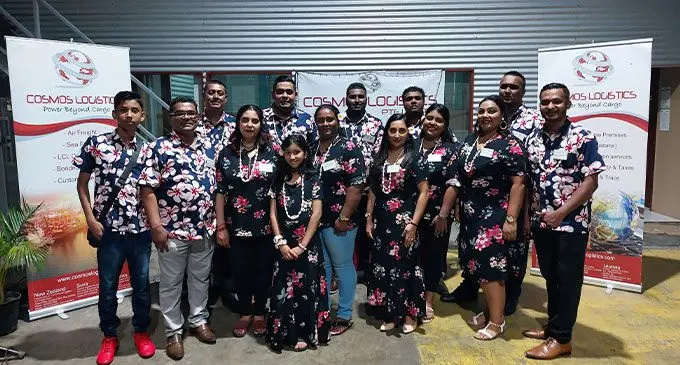 Cosmos Logistics managing director, Pravin Dutt (second from left) with staff at the opening of the second Container Freight Station at Naikabula, Lautoka on January 11, 2023. Photo: Nicolette Chambers