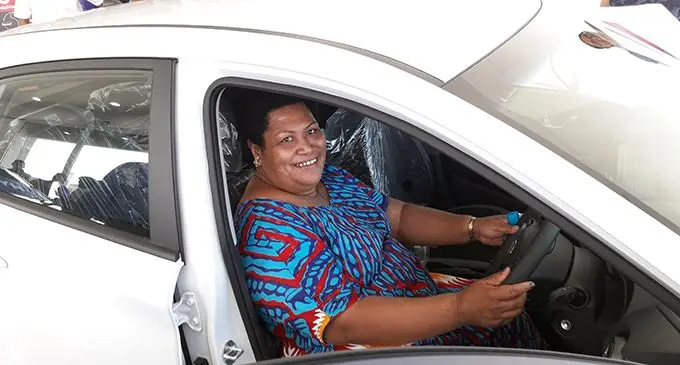 Lavenia Waqanidrola checks out her new vehicle on February 27, 2020.  Photo: Inoke Rabonu