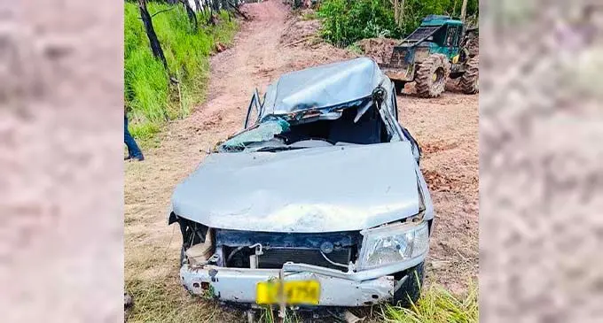 The vehicle involved in the road accident along Queen’s Nabou road in Nadi.