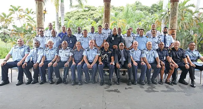 The Commissioner of Police Brigadier General Sitiveni Qiliho with the Law Enforcement Officers from around the Pacific. Photo: Ana Naisoro