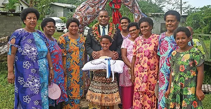The Assistant Minister for Rural and Maritime Development and Disaster Management, Jovesa Vocea among the women and children after the commissioning of the water source project at Wauosi Village in Namataku, Navosa last week. Photo: Ministry for Rural and Maritime Development and Disaster Management