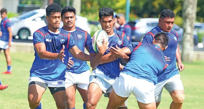 The Samoan A team training at Albert Park in Suva on March 14, 2019. Photo: Ronald Kumar