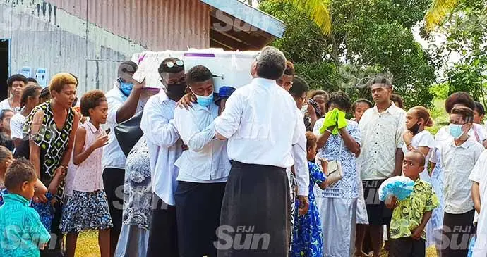 Family and friends bid their final goodbye to drowning victim, Seru Ratudradra, at his funeral service at Tomuka, Lautoka on October 7, 2021. Photo: Nicolette Chambers