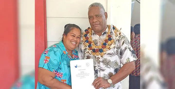 Rusiate Pate, with wife Mareweieta Ioane during the Pacific Polytech graduation in Labasa on April 4, 2025. Photo: Shratika Naidu