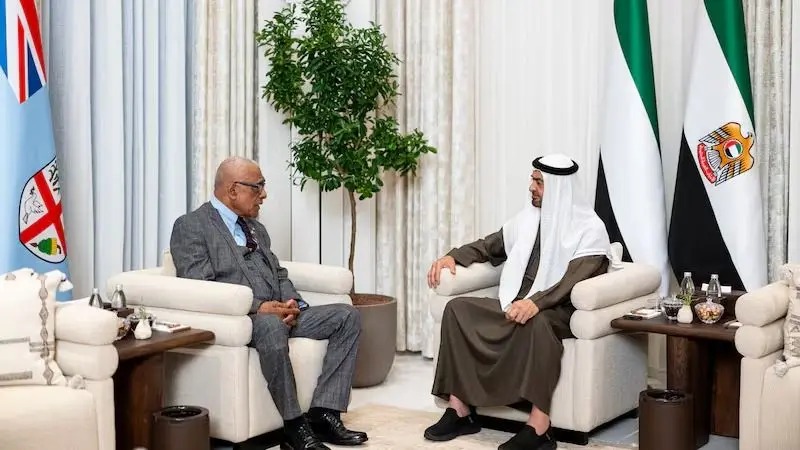 President Ratu Naiqama Lalabalavu during a meeting with the President of the UAE, His Highness Sheikh Mohamed bin Zayed Al Nahyan, in Abu Dhabi on November 5, 2025.