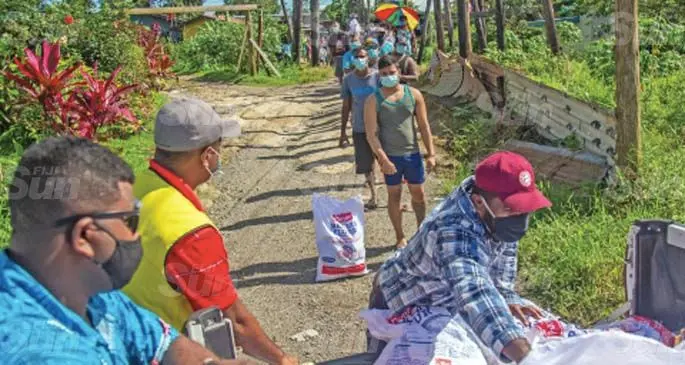 The food ration distribution in Caubati, Nasinu on May 17, 2021. Photo: Leon Lord