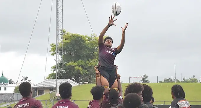 Lautoka Women win a lineout against Naitasiri in round one of the ANZ Marama Championship at Churchill Park, Lautoka, on March 18, 2022. Photo: Waisea Nasokia