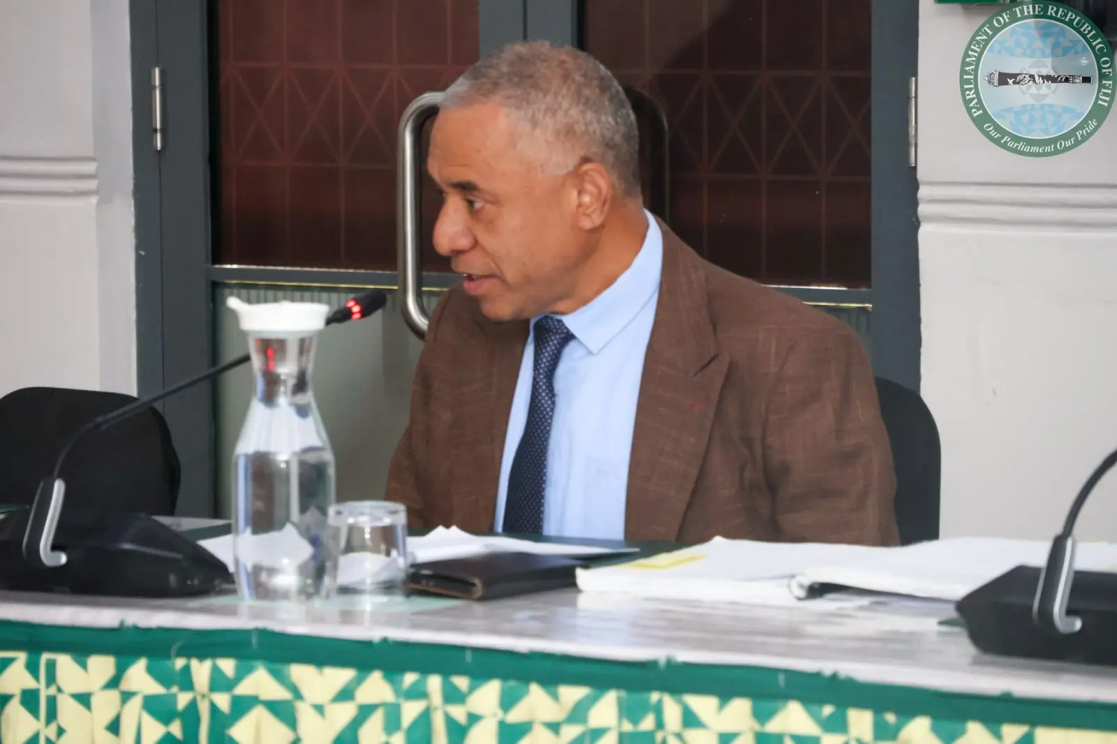 Ministry of iTaukei Affairs acting permanent secretary Paula Tuione presenting at the Standing Committee on Social Affairs in Parliament on June 3, 2026.
