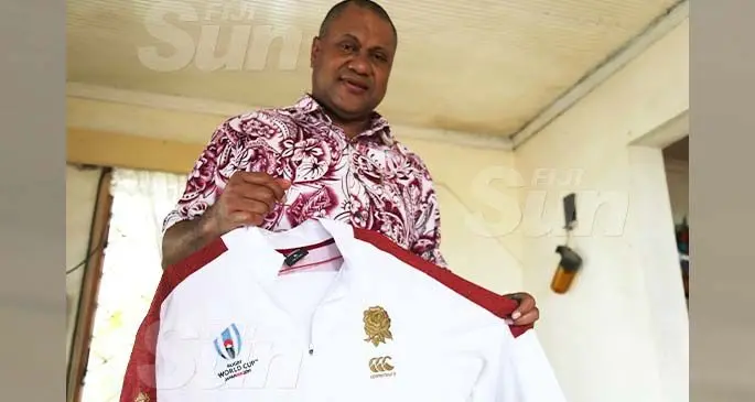 British Army veteren Ilaitia Cokanasiga with his son’s jersey. Photo: Jennis Naidu