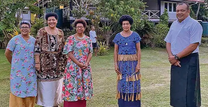 From left: Adi Elenoa Mara, Na Marama Bale Na Roko Tui Dreketi Ro Teimumu Kepa, Adi Litia Cakobau and Ratu Tevita Uluilakeba at Bau Island on May 22, 2023. Photo: Koroi Tikoilomaloma.