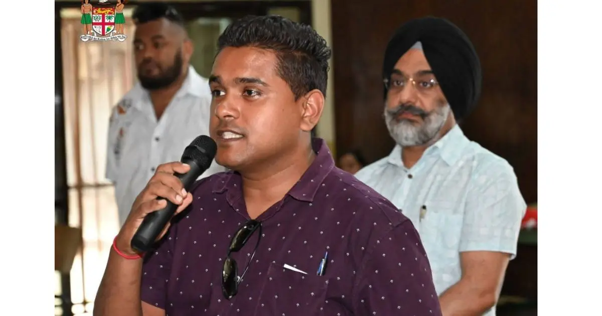Wailoaloa resident Praneel Nand at the draft National Digital ID public consultation held at the Civic Centre in Nadi Town. 