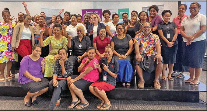 Members of Women in Media with guests and speakers during the International Women’s Day event at Harbour Point in Lami.
