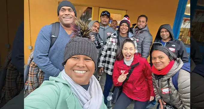 Fijian media delegations with Emanuella(front centre) of Vancouver Foodie Tour at the Granville Island public market in Vancouver, Canada. Photo: Mereoni Mili