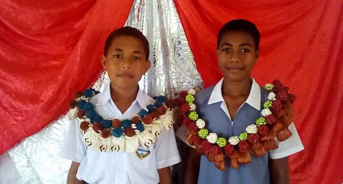Newly inducted head boy of Vuda District School Frederick Nakautoga and head girl Vilimaina Tavai on February 08, 2019. Photo: Rohit Kumar