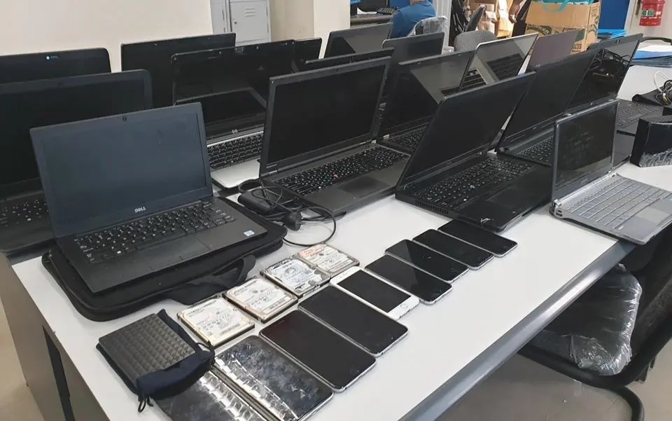 Items recovered included laptops, mobile phones, hard drives and other gadgets.