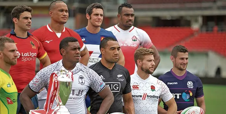 Fiji Airways Fijian 7s captain Kalione Nasoko with other team captains who will take part in the Sydney 7s this week in Australia. Photo: Bruce Southwick/ZoomFiji Full photo >53