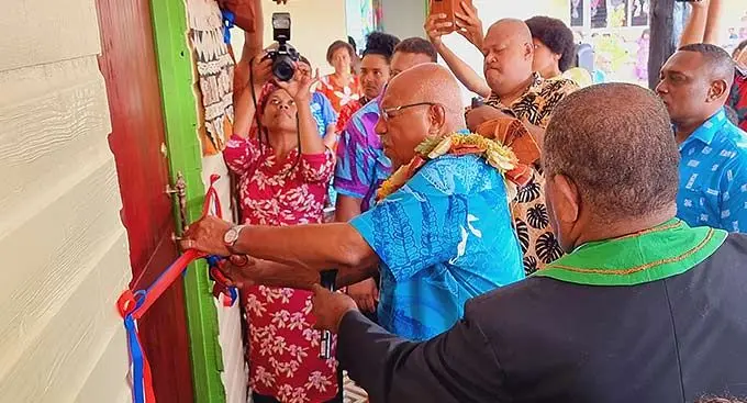 Prime Minister Sitiveni Rabuka, opens Rabuka Hall at his village, Drekeniwai, in Cakaudrove on January 3, 2023. Photo: Sampras Anand