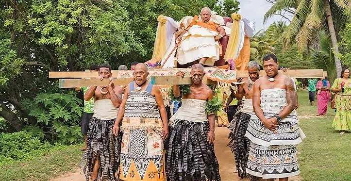 Tui Nasau, Roko Josefa Saronicava Waqairatu carried by warriors during his installation on September 19, 2023. Photo: Scenic Memorial
