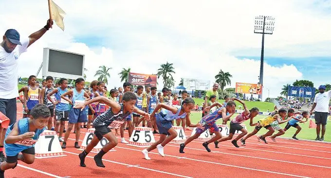 Fiji Primary Schools Tuckers Ice Cream Games Under-11 girl’s 75metres race at Suva’s HFC Bank Stadium on November 28, 2024. Photo: Ronald Kumar