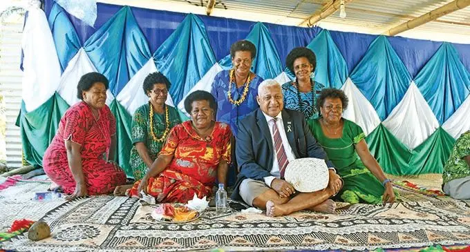 Prime Minister, Voreqe Bainimarama with the women of Silana Village, Dawasamu, Tailevu  on November 26, 2020. Photo: DEPTFO News