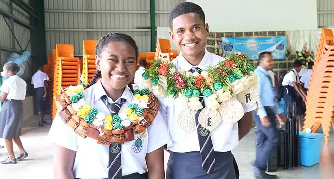 Christian Mission Fellowship College head girl Esther Fifita and head boy Taniela Benaca.  Photo: Jennis Naidu