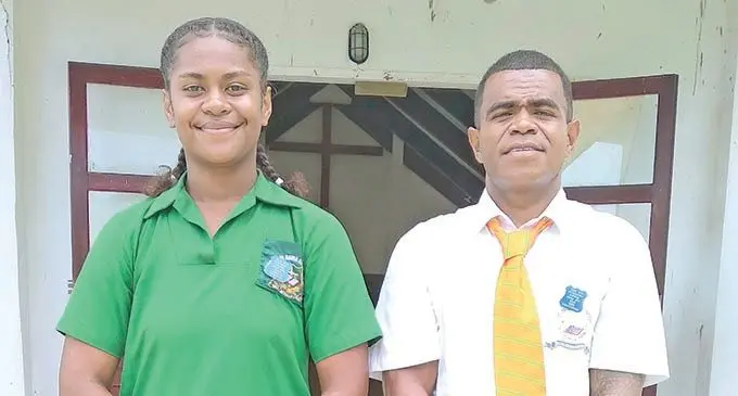 Head girl  Lanieta Vuniyaca and head boy Semi Tubuitamana of Gau Secondary School.