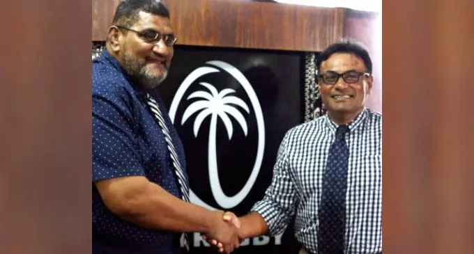 Fiji Rugby Chief Executive Mr. John O’Connor (left) and Chairman Mr. Conway Beg (right) PHOTO: Fiji Rugby