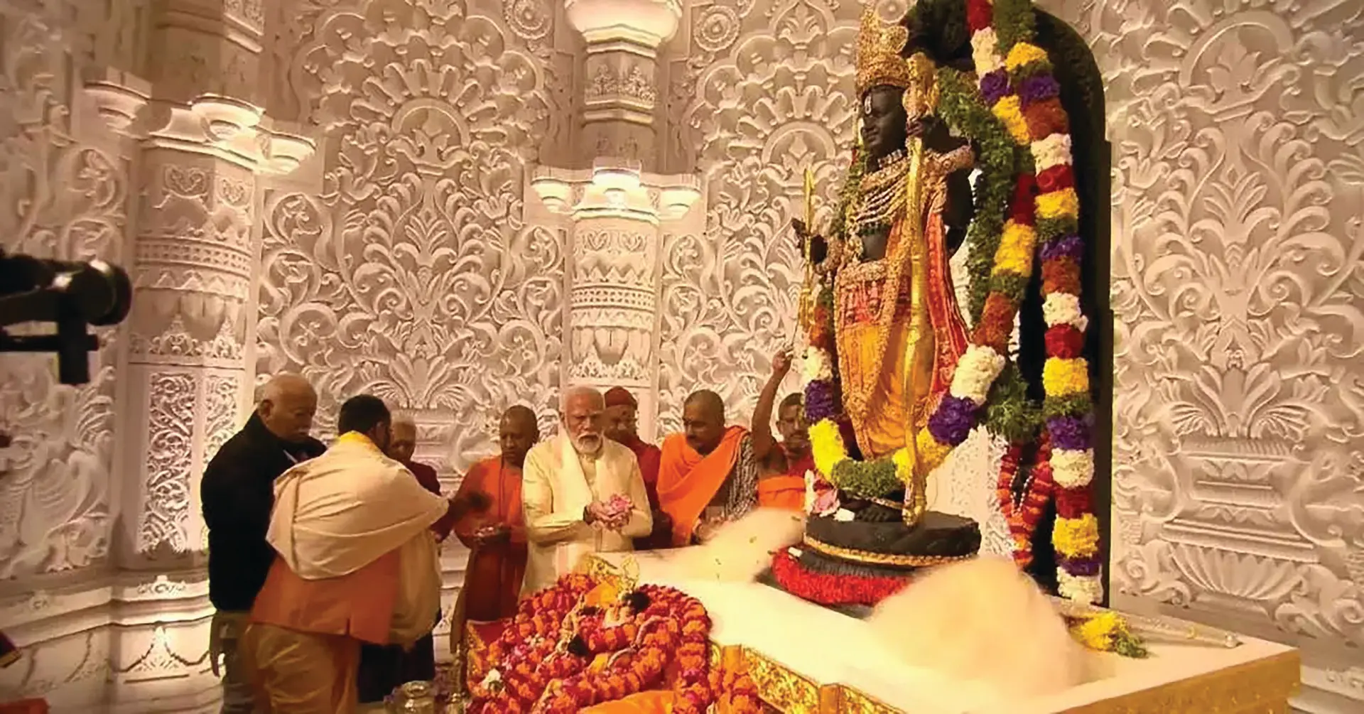 Prime Minister Narednra Modi in the rituals inside the newly-built Ram temple in Ayodya.