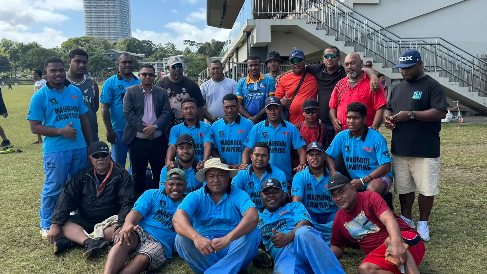 Komo cricket team during the Super 8 Championship at Albert Park in Suva on August 12, 2026. Photo: Tevita Wesele