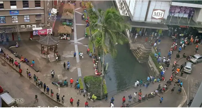 A long line of shoppers stretches outside MHCC in Suva, on May 14, 2021, to shop for items in preparation for the Suva-Nausori lockdown period. Photo: Courtesy of Office of the Prime Minister