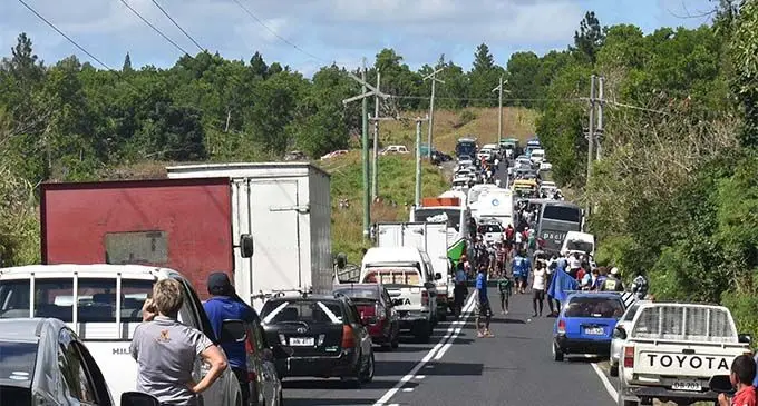 Traffic came to a halt where the 3-vechicle crash took place at Nabou in Nadroga. Photo: WAISEA NASOKIA