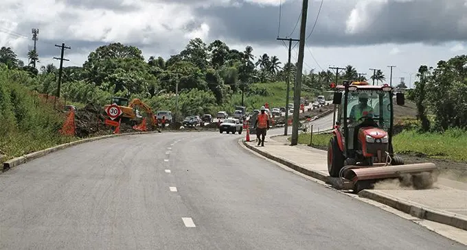 The four-lane road works between Nakasi and Koronivia. Photo: Fiji Roads Authority